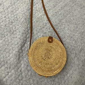 Rattan crossbody purse